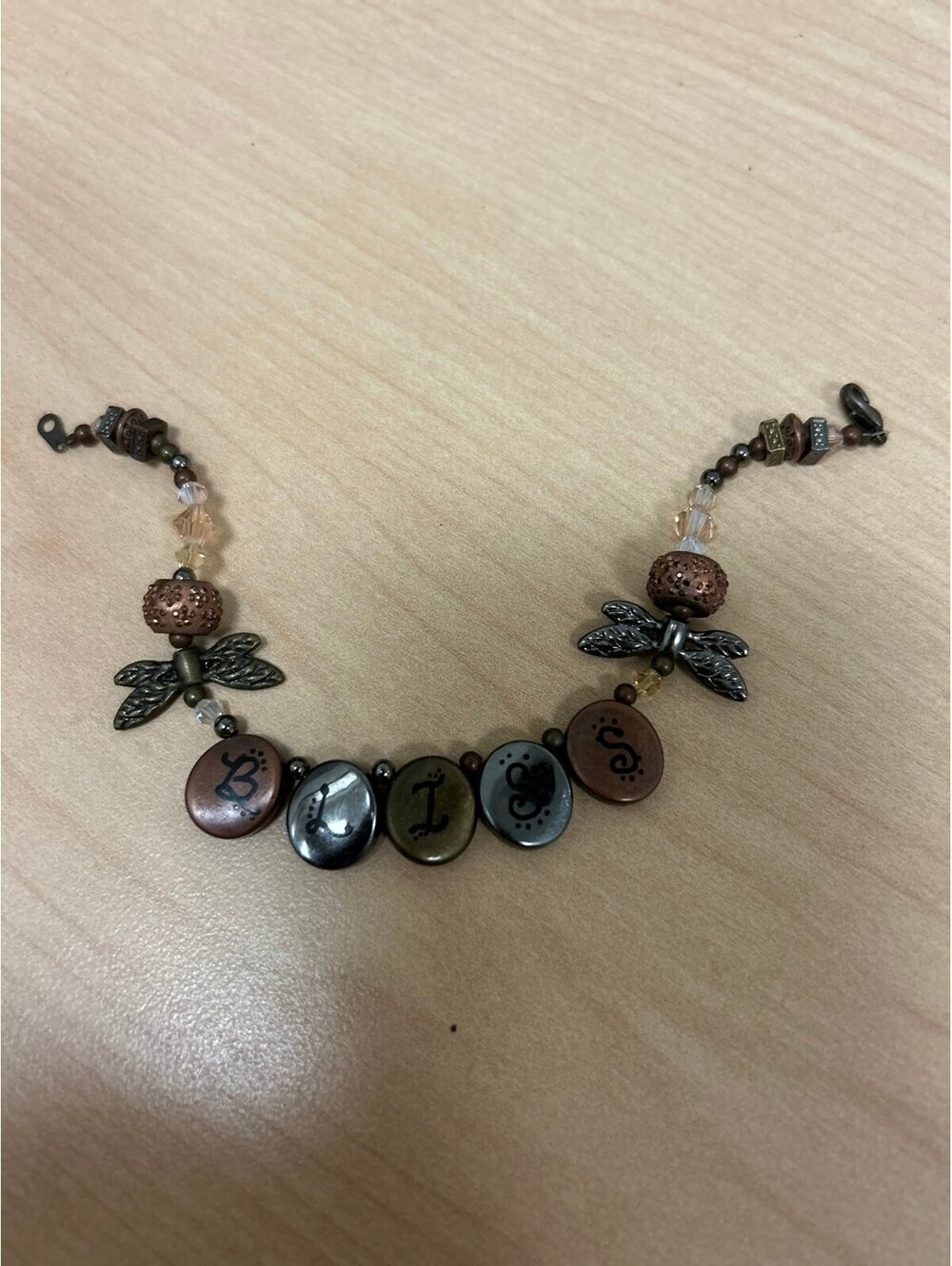 Rustic But Feminine Bliss Dragonfly Bracelet with Crystals